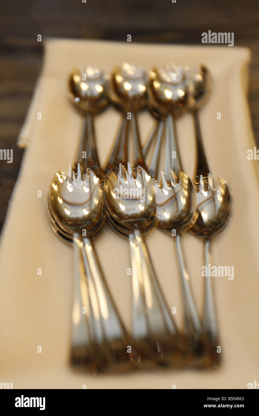 Oyster Forks Spoons Stock Photo Alamy