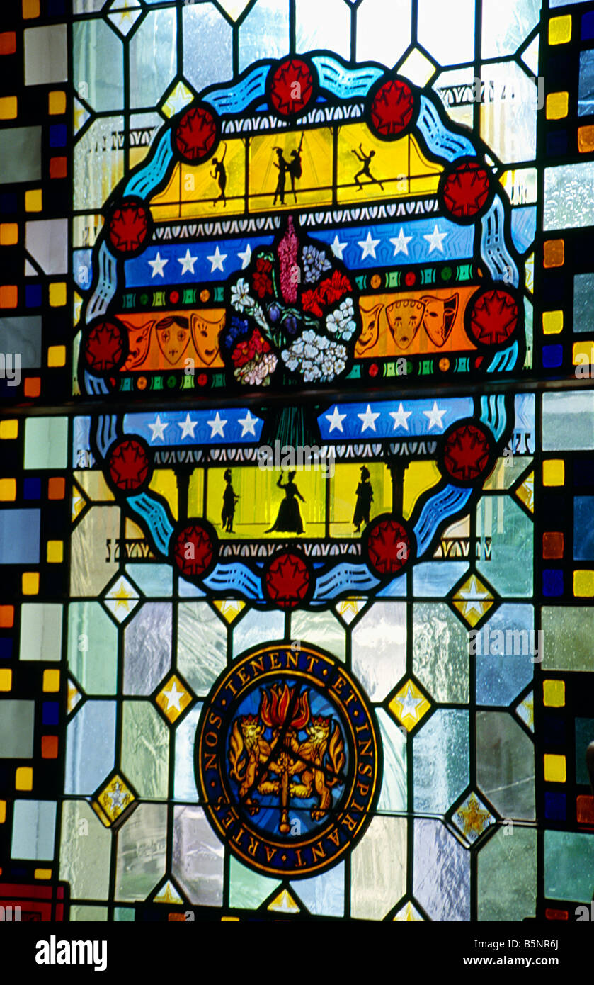 Stained glass close up window at Rideau Hall the Governors Mansion in