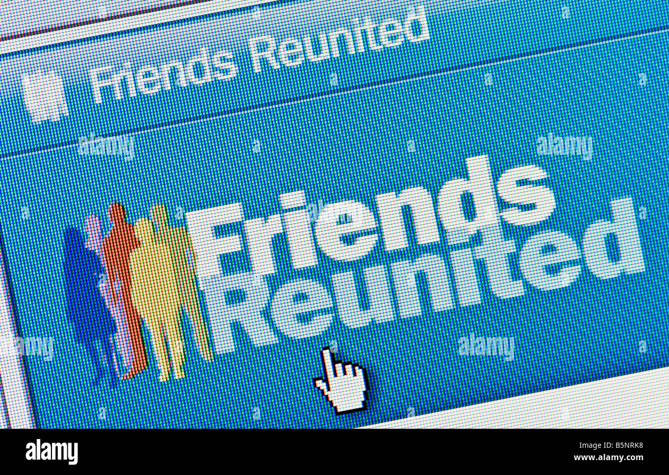 Macro screenshot of Friends Reunited website Editorial use only Stock Photo