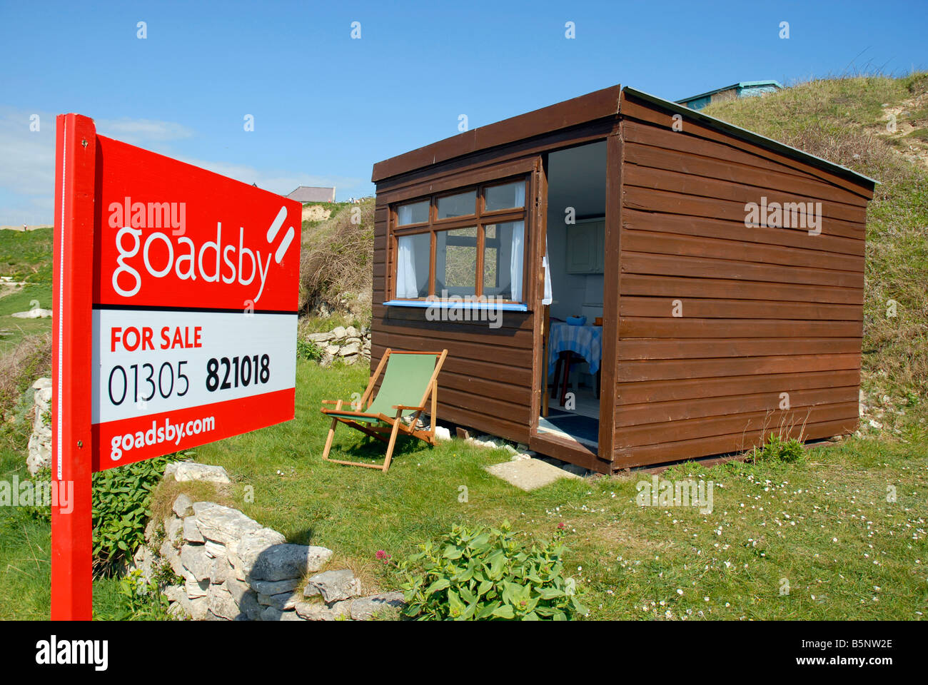 Beach Hut For Sale Portland Dorset Britain Uk Stock