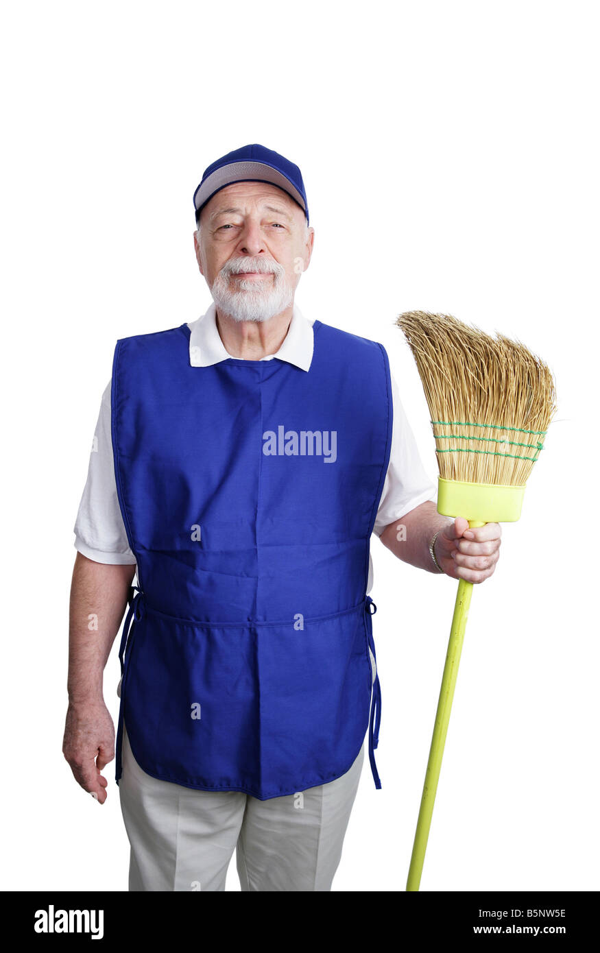 A senior man unable to retire and working as a janitor at a discount