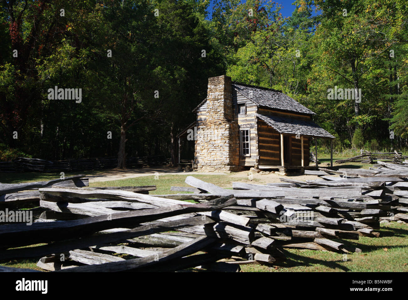 John Oliver Place Rustic Cabin Cades Cove Tn North America Usa Stock 