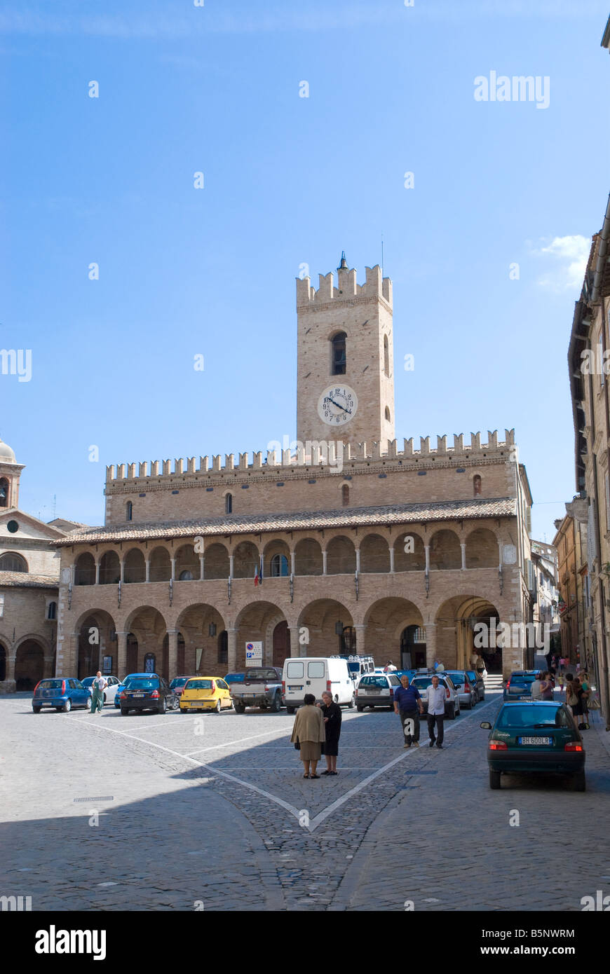 Palazzo Comunale - town hall- of Offida in Le Marche Stock Photo