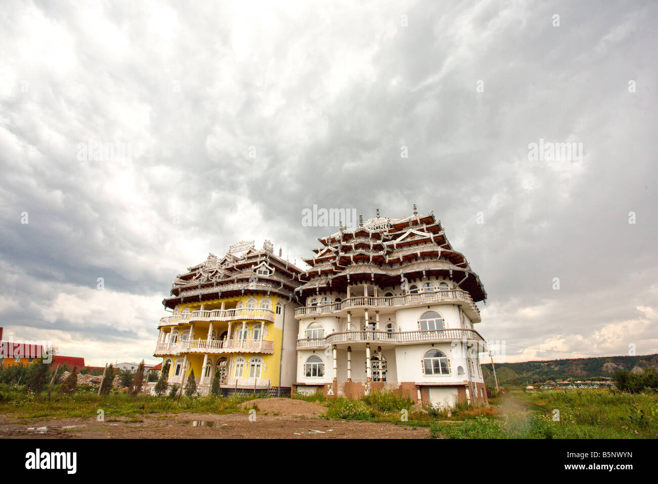 rich gypsy house near baia mare, transylvania, romania Stock Photo