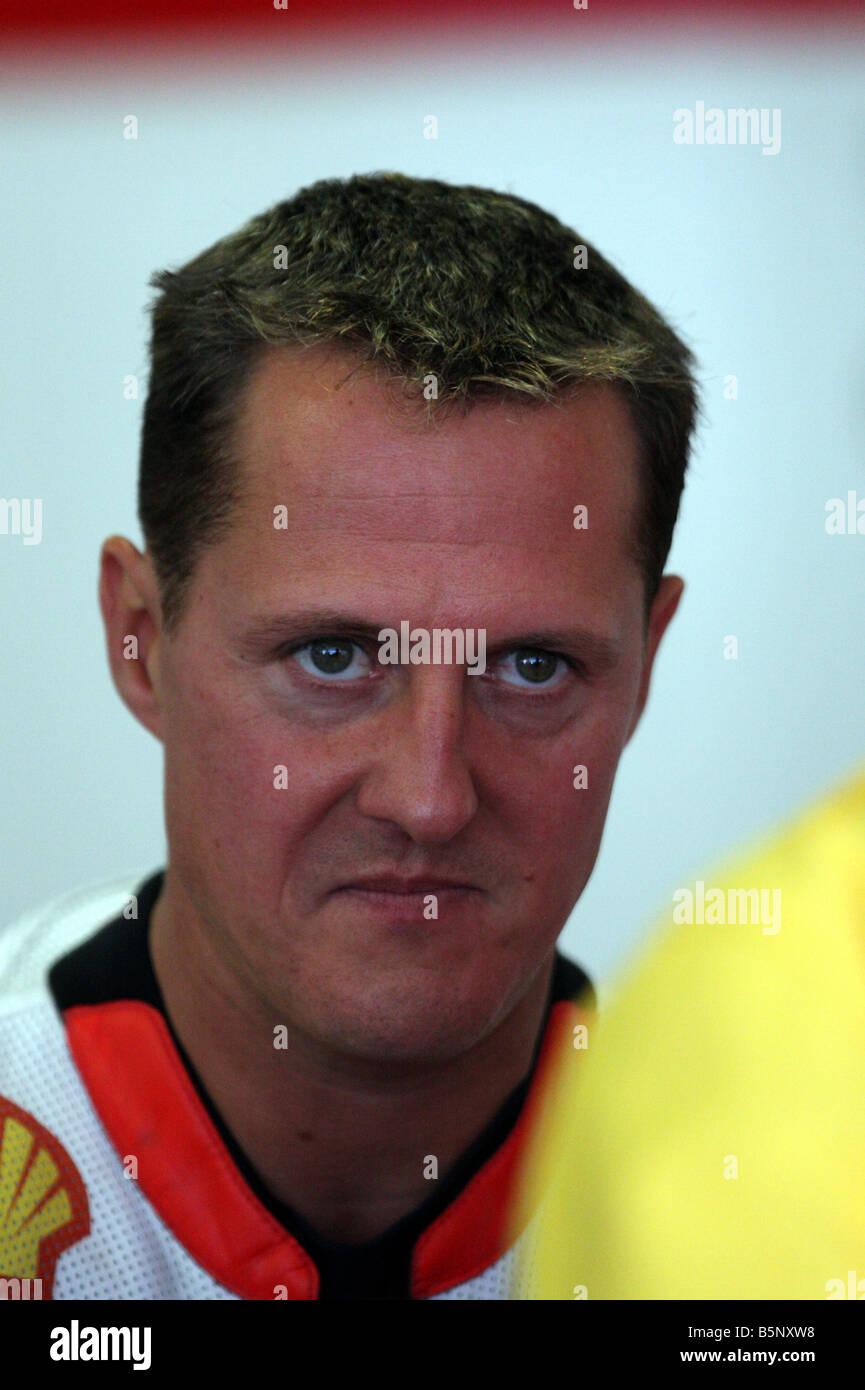 michael schumacher german f1 legend in the pit garage at portimao autodromo portugal Stock Photo