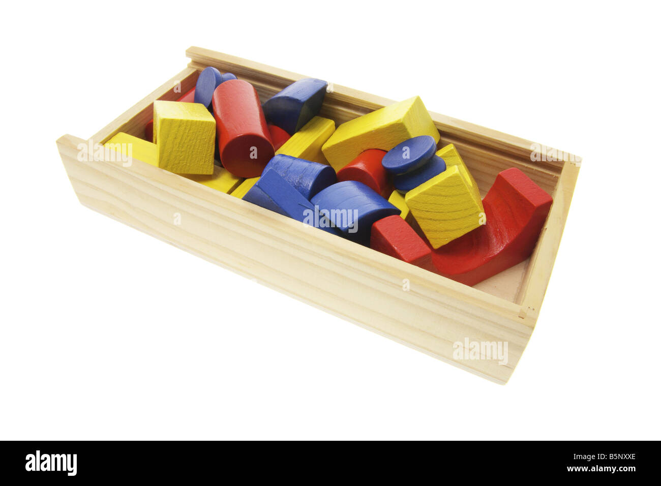 Box of Wooden Building Blocks Stock Photo Alamy