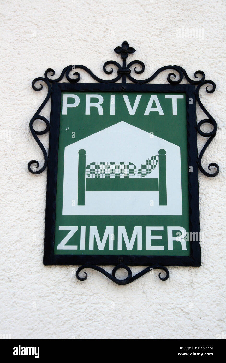 Privat rooms sign Austria, Privat Zimmer Stock Photo