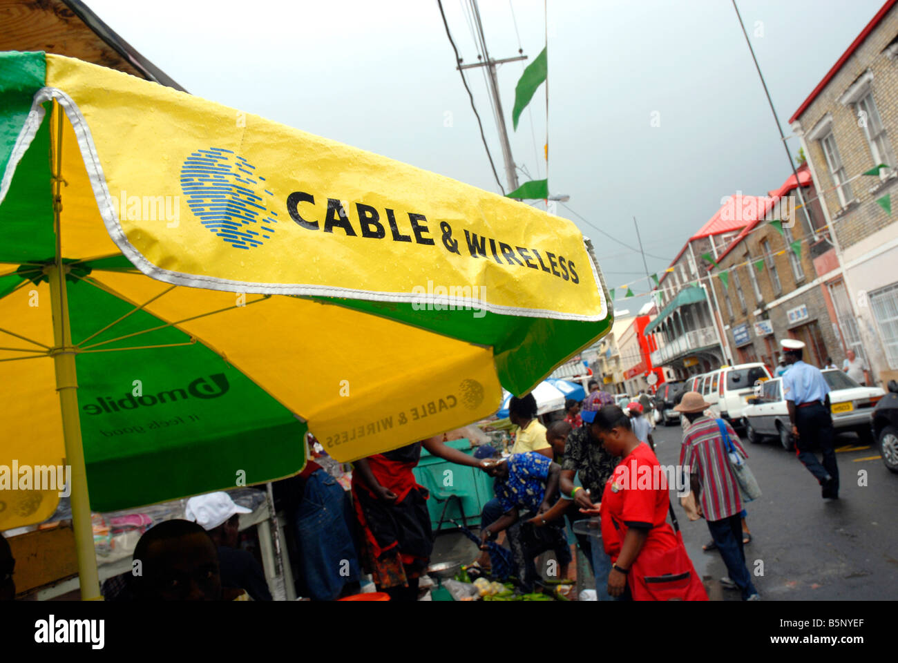 "Cable & Wireless" sponsored umbrella, Grenada in the "West Indies
