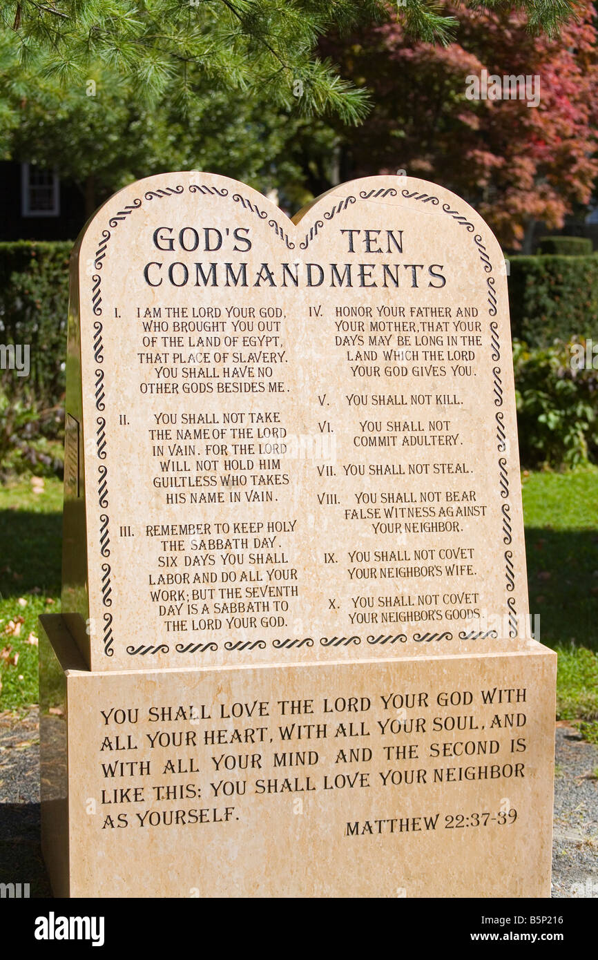 Ten Commandments Immaculate Conception Church Salem Greater Boston Area Massachusetts USA Stock Photo