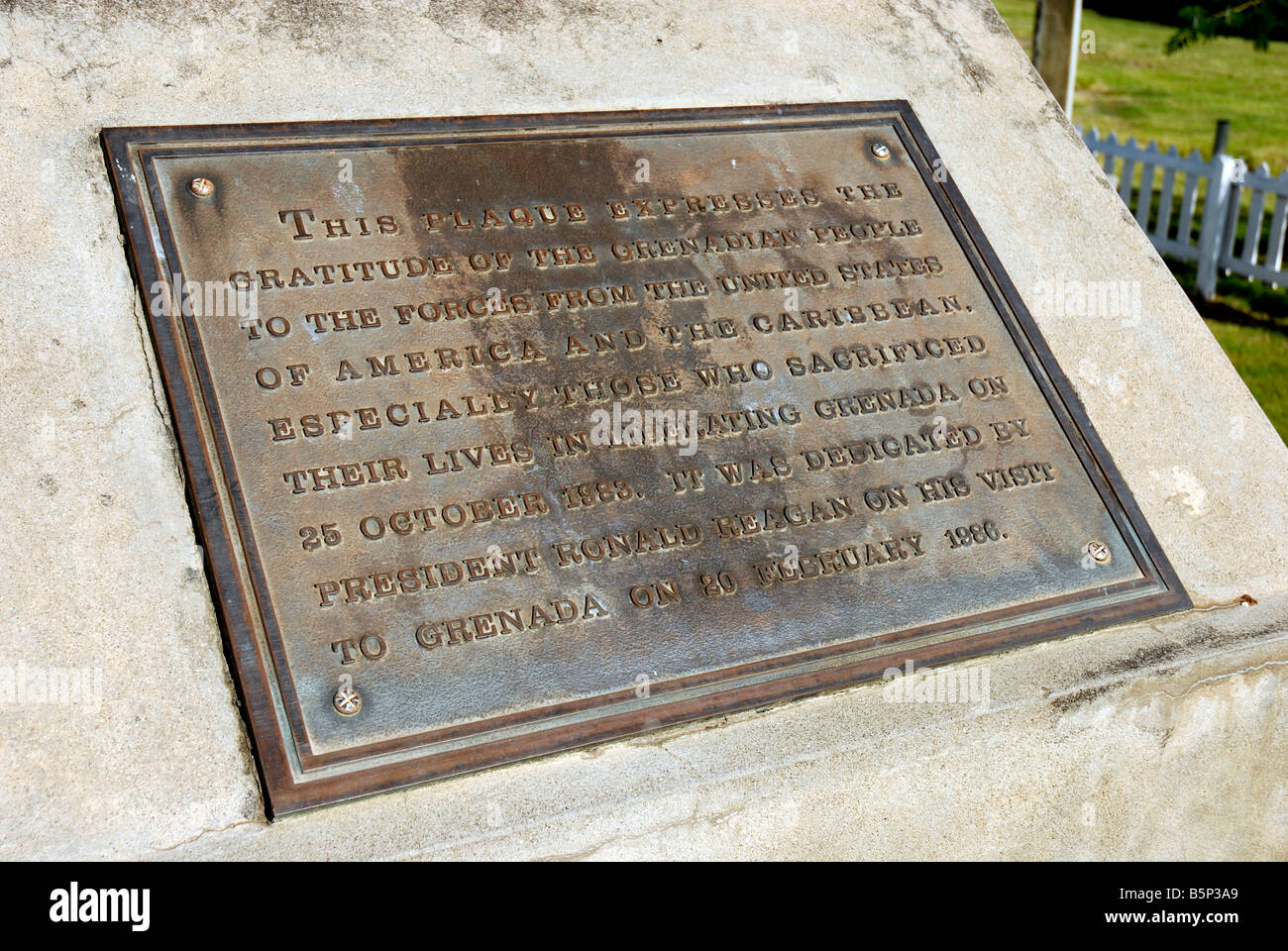 War Memorial to the Americans killed during the invasion in 1983 Grenada in the 'West Indies' Stock Photo