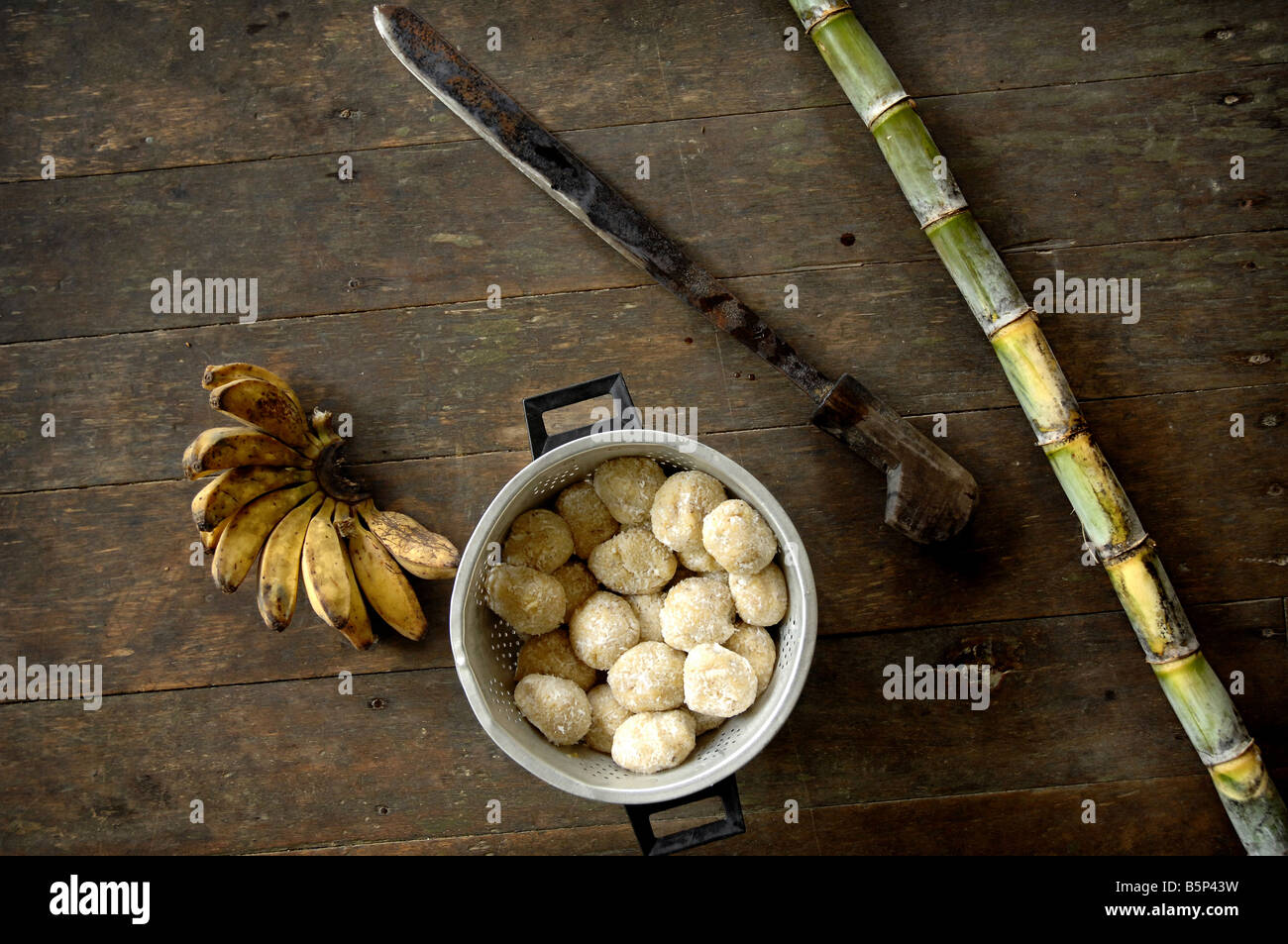 A typical subsistence meal in the Mentawai Islands of Indonesia Stock Photo