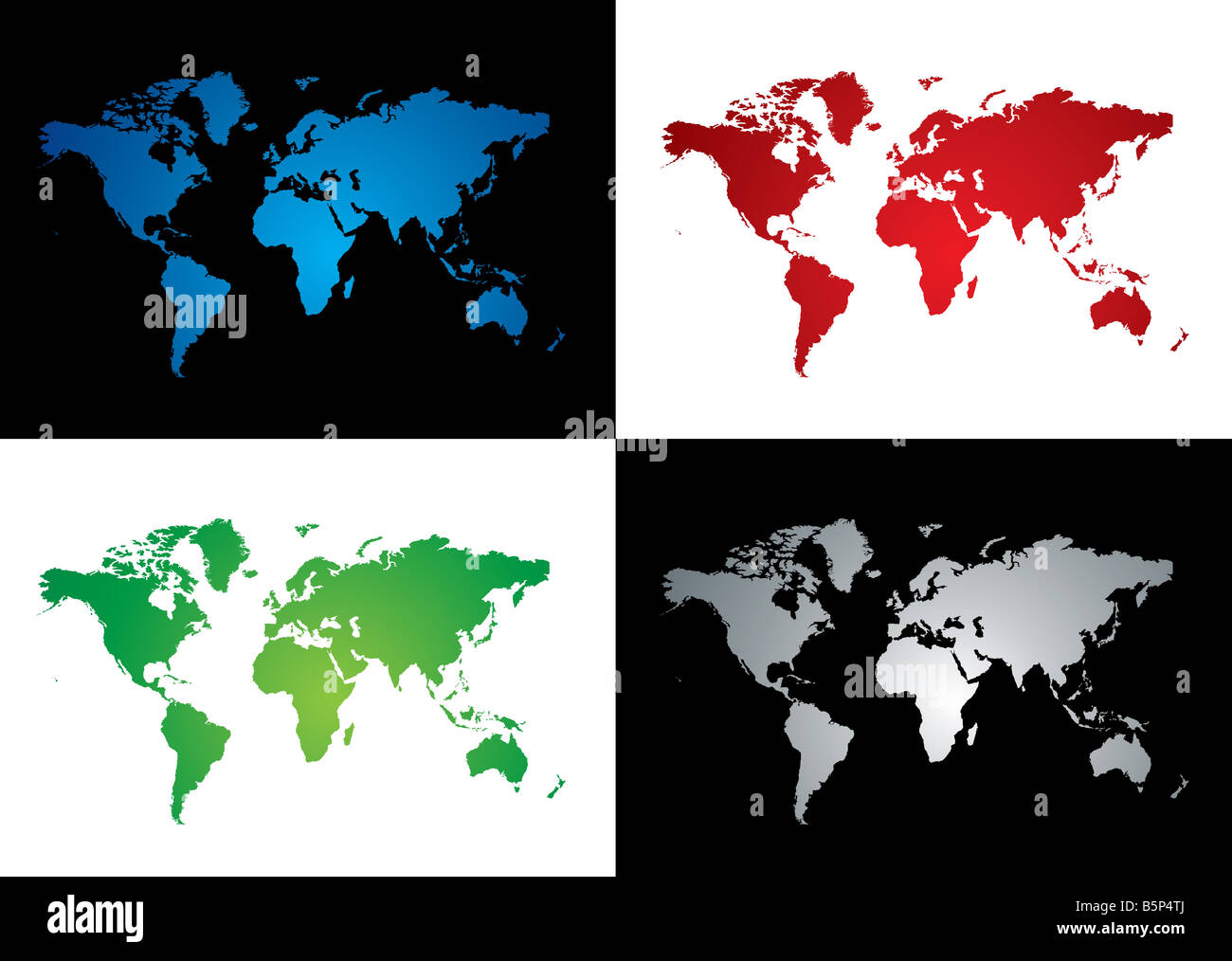 Four colourful map variations two on a black background Stock Photo - Alamy