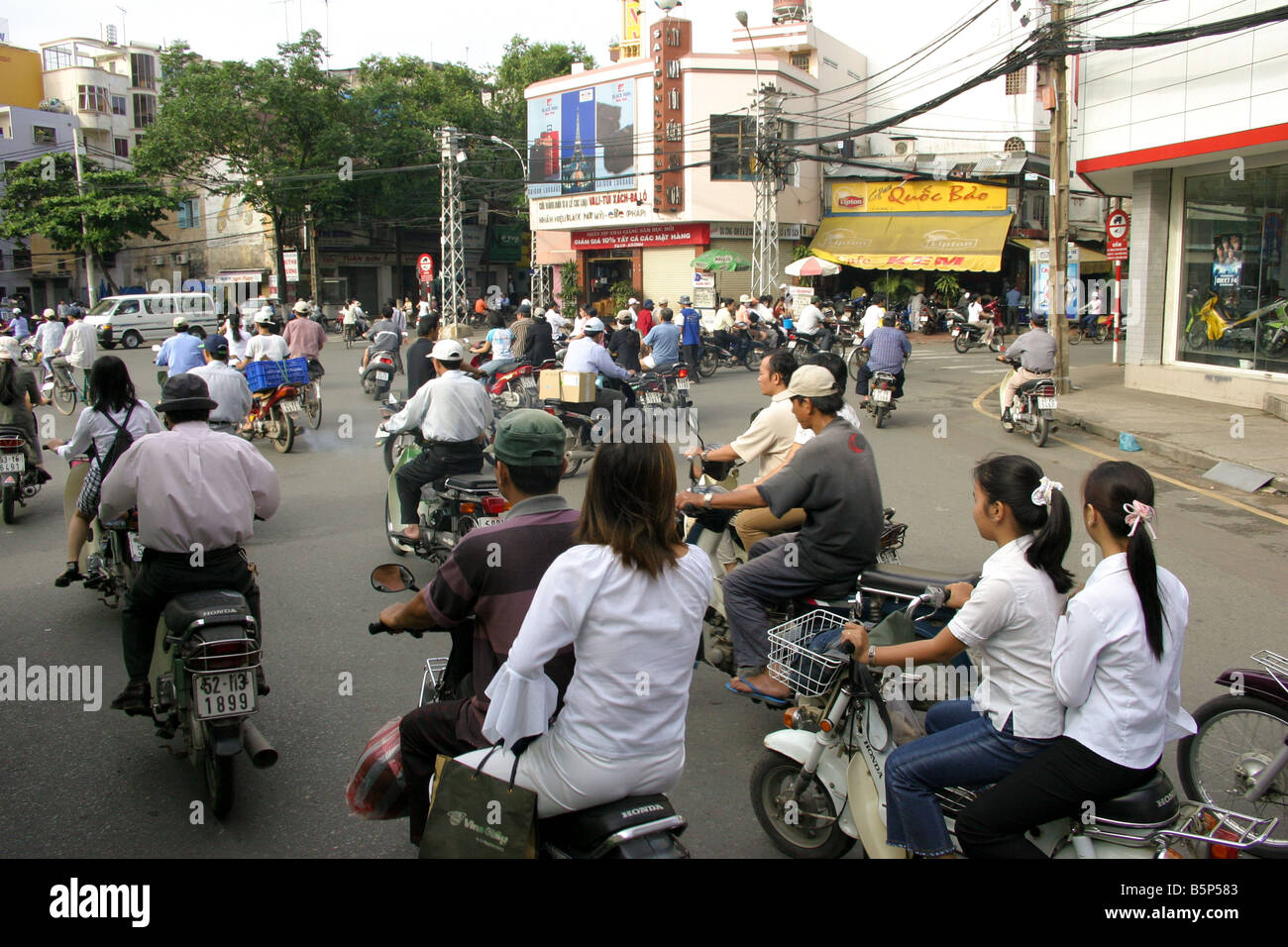 heavy motorcylce traffic in ho chi minh city, vietnam Stock Photo
