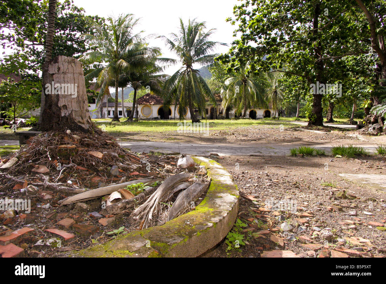poulo condor convict prison courtyard, con son island, Vietnam Stock