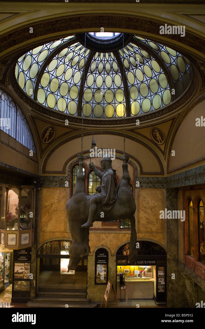 SAINT WENCESLAS HORSE SCULPTURE LUCERNA PASSAGE MALL PRAGUE CZECH