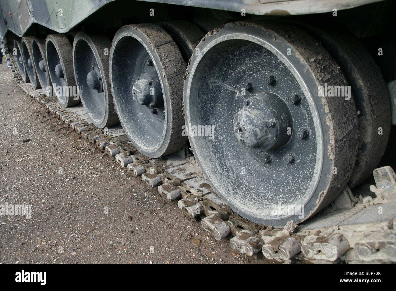 detail of army tank wheels on battle field Stock Photo Alamy