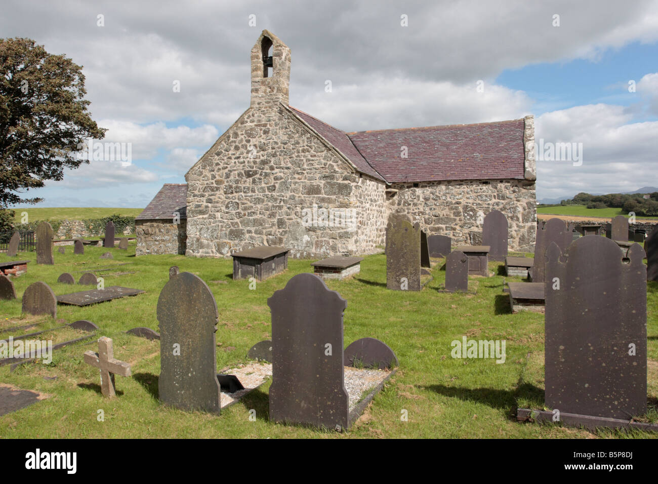 Llanfaglan church cemetary near Caernarfon Headstones are all made from