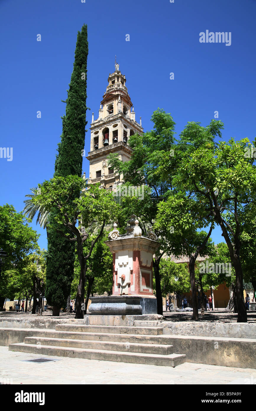 Torre, del, Alminar, Patio de los Naranjos, Mezquita, Cordoba, Andalucia, Southern Spain. Stock Photo