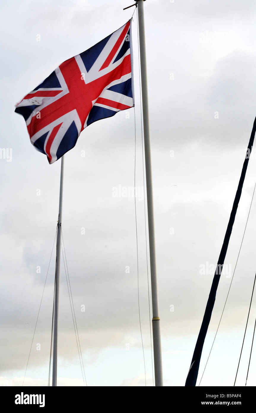 Flag on Boat, Wivenhoe, Essex, England Stock Photo