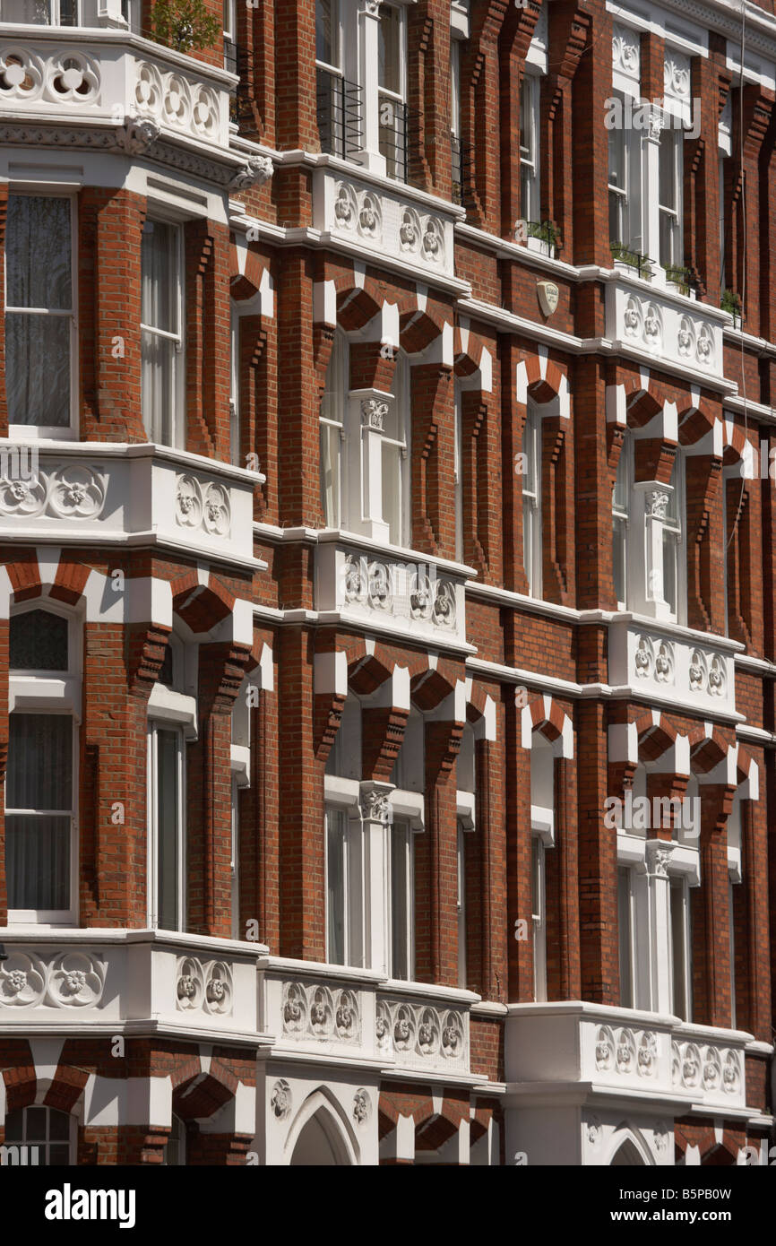 Handsome red brick architecture of Victorian properties in Wilbraham Place London's Belgravia Stock Photo