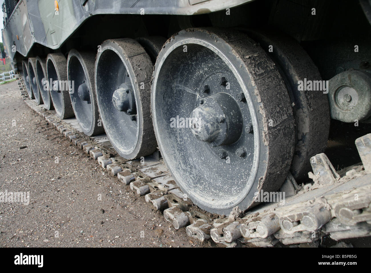 detail of army tank wheels on battle field Stock Photo Alamy