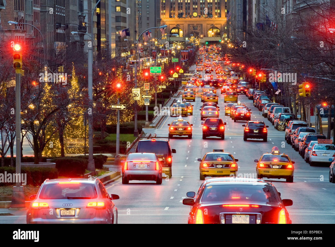 Park Avenue Traffic New York Street Stock Photo