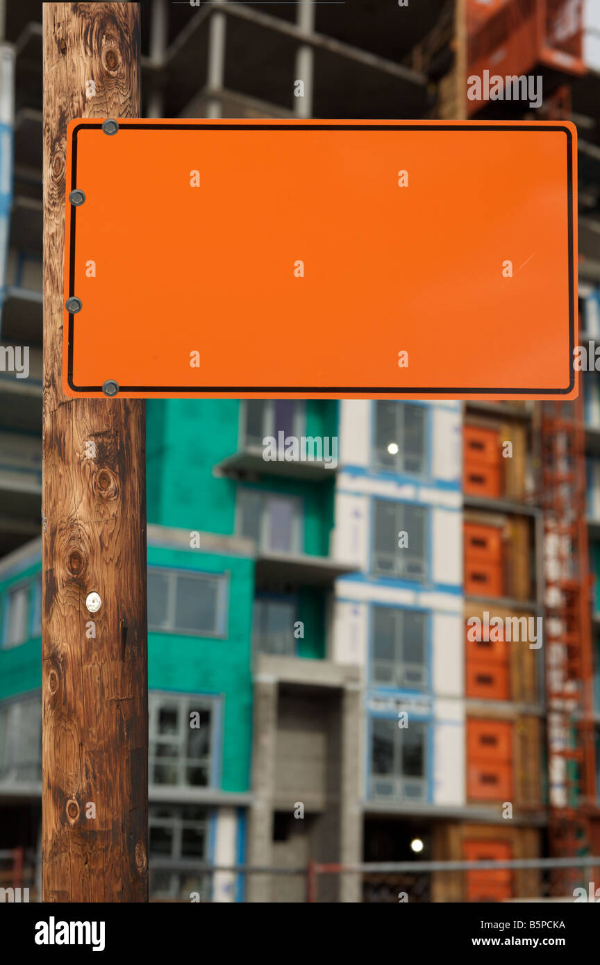 blank rectangle orang construction sign Stock Photo - Alamy