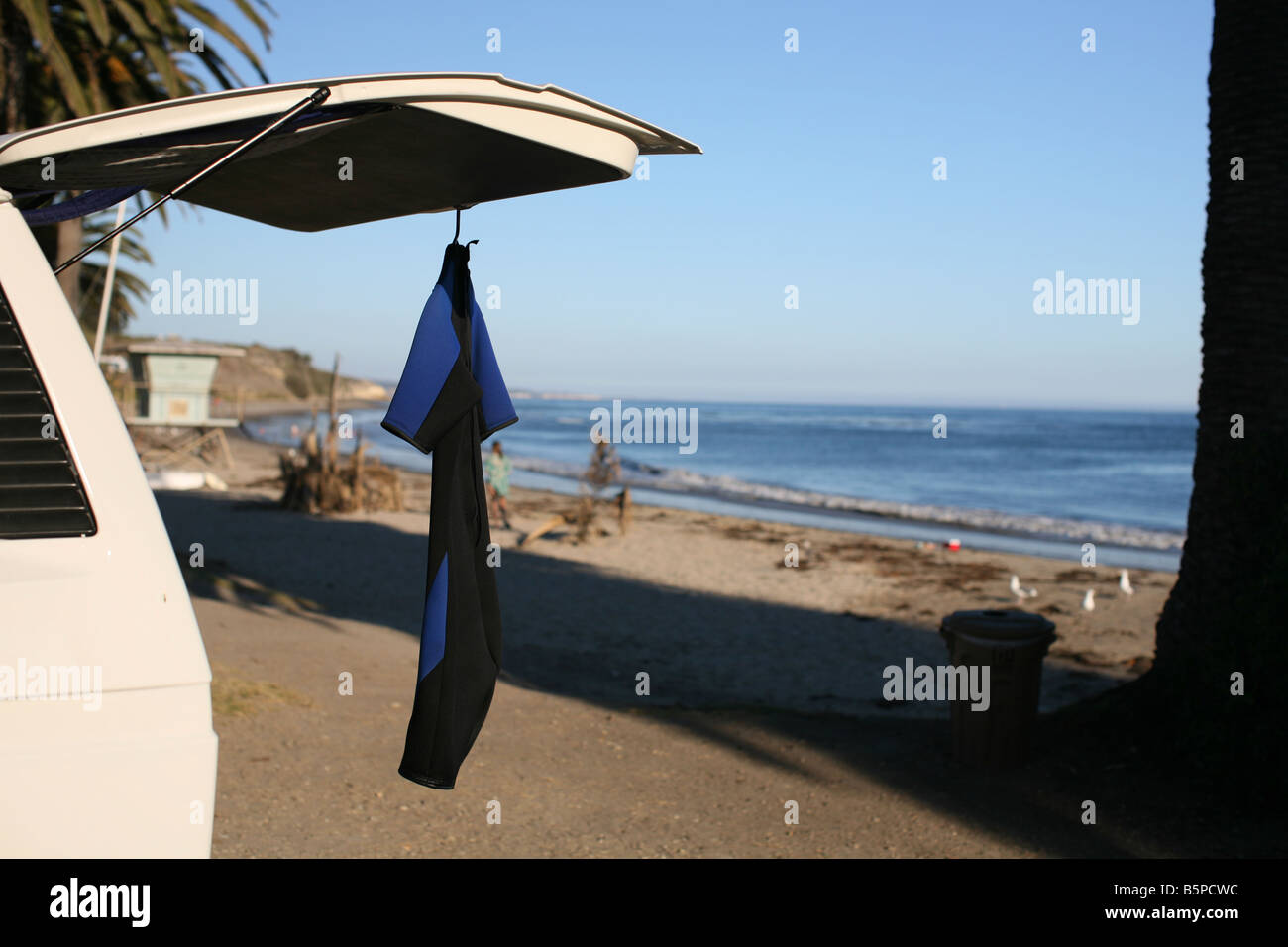 Wetsuit drying California Beach Surf Camper Van Stock Photo Alamy