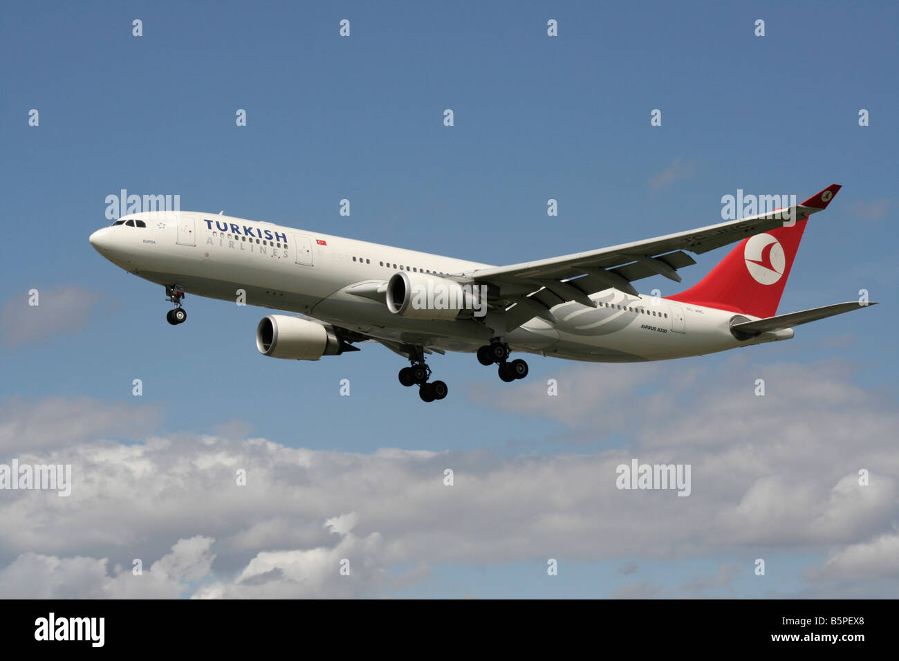 Turkish Airlines Airbus A330-200 widebody airliner on arrival Stock Photo