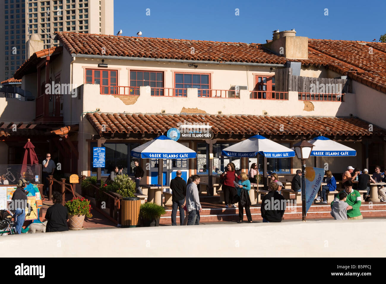 Greek Cafe in Seaport Village San Diego California USA Stock Photo
