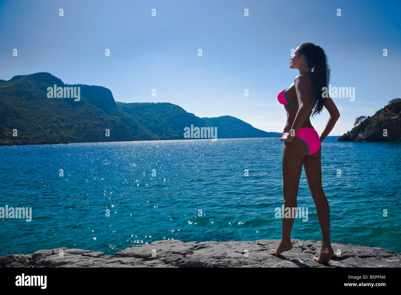 The girl in bikini on a beach. Turkey Stock Photo Alamy