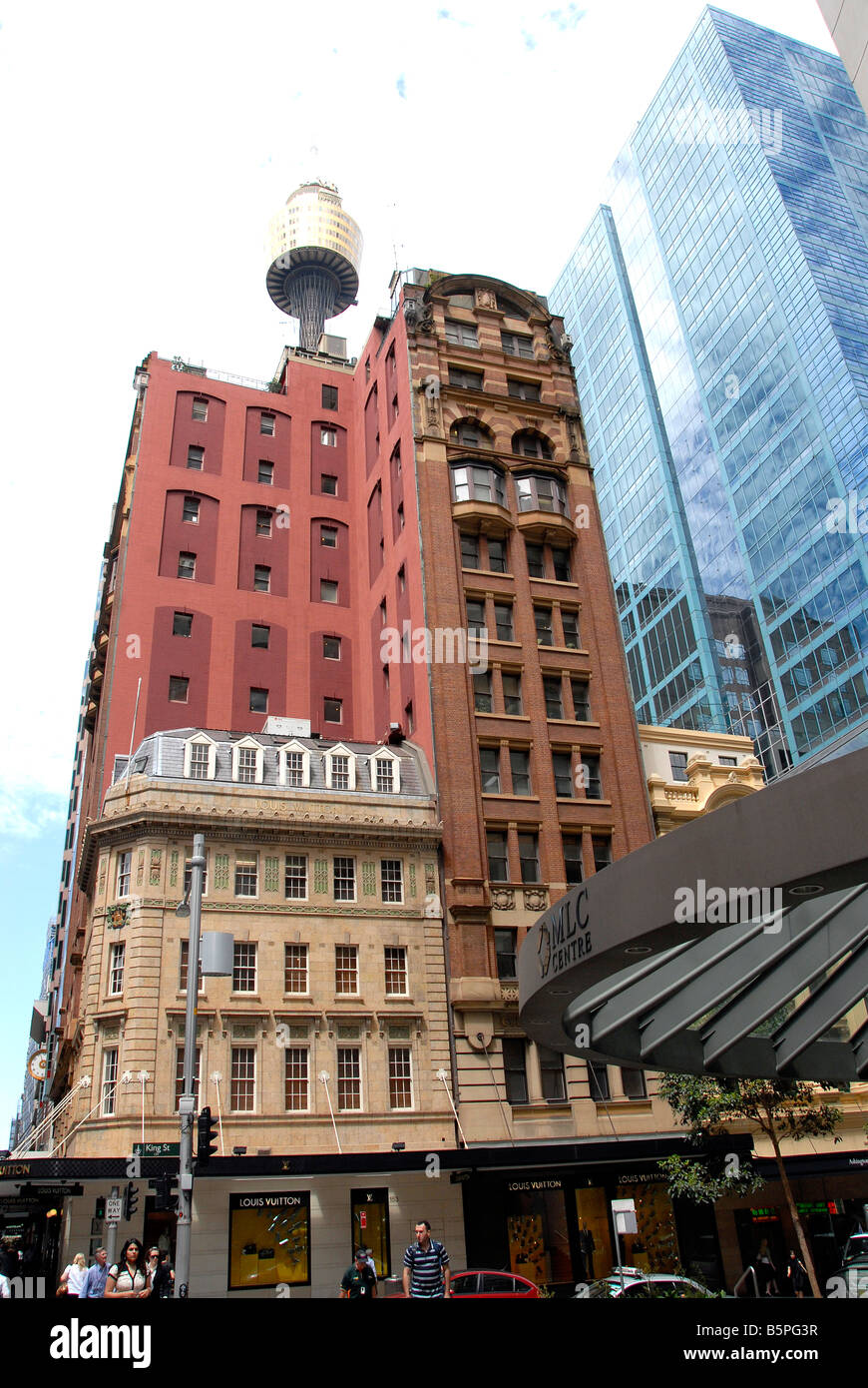 Modern and old buildings, Louis Vuitton house, Sydney, Australia Stock Photo