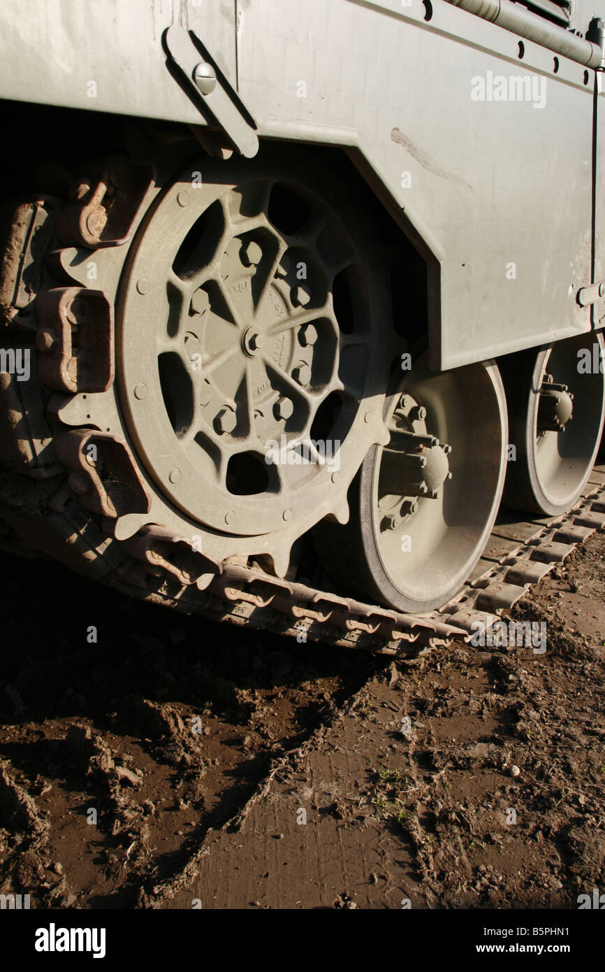 detail of army tank wheels on battle field Stock Photo Alamy