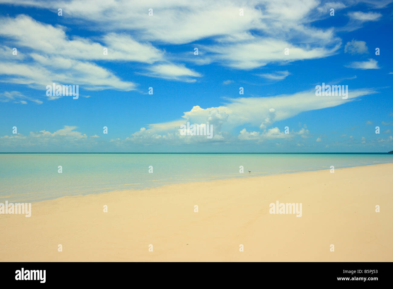 An empty beach on an island of the Exuma Keys in the Bahamas Stock Photo