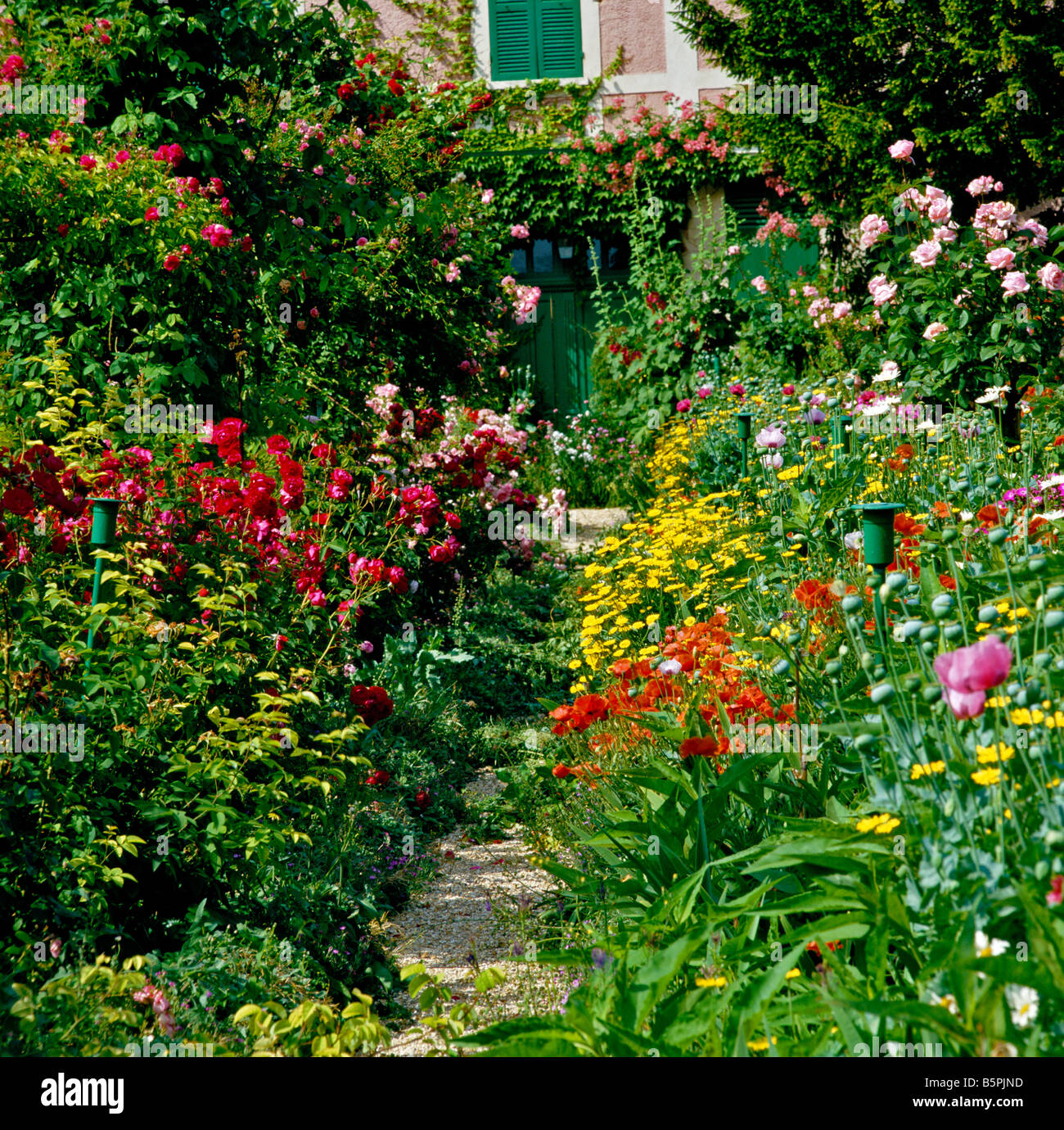 Colourful border at Monet's Garden at Giverny Stock Photo