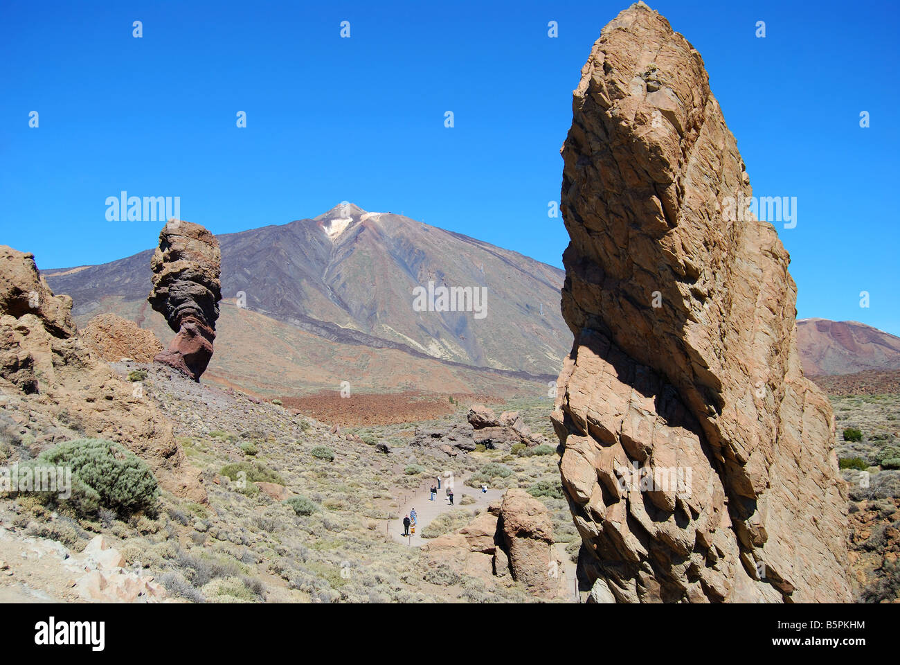 View of Mt.Tiede and Los Roques de Garcia, Parque Nacional Del Teide, Tenerife, Canary Islands, Spain Stock Photo