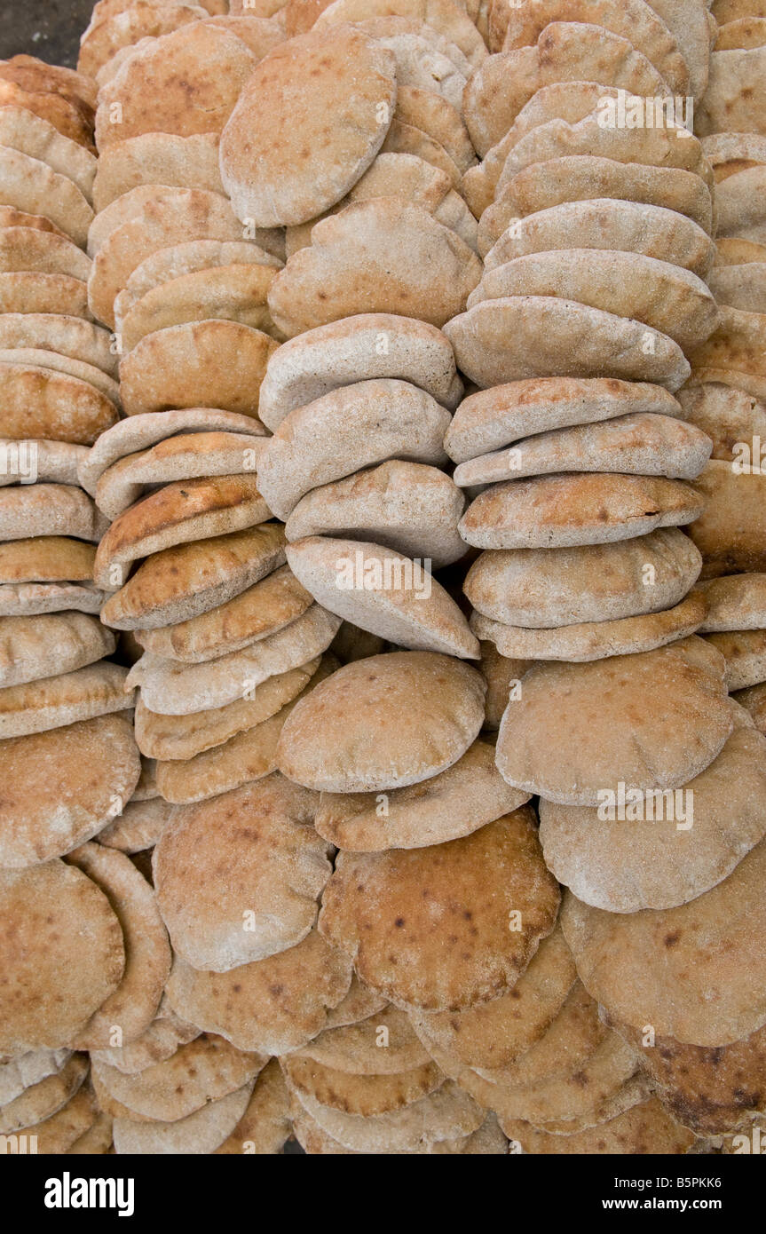 Loaves of bread fresh from baladi, or country oven in Egypt Stock Photo