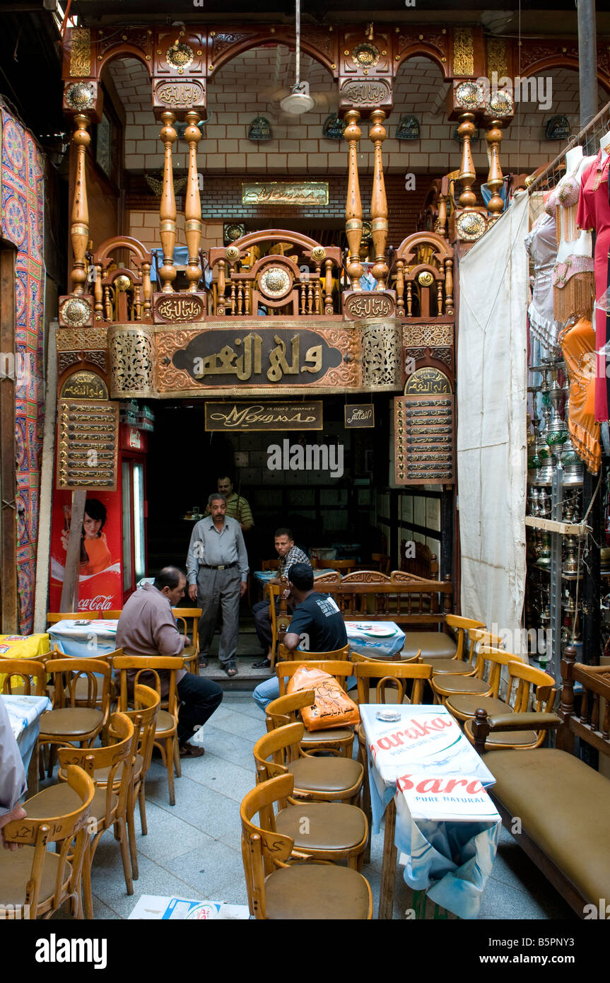 A coffeehouse in Khan el-Khalili a major souk in the historic center of Islamic Cairo Egypt Stock Photo