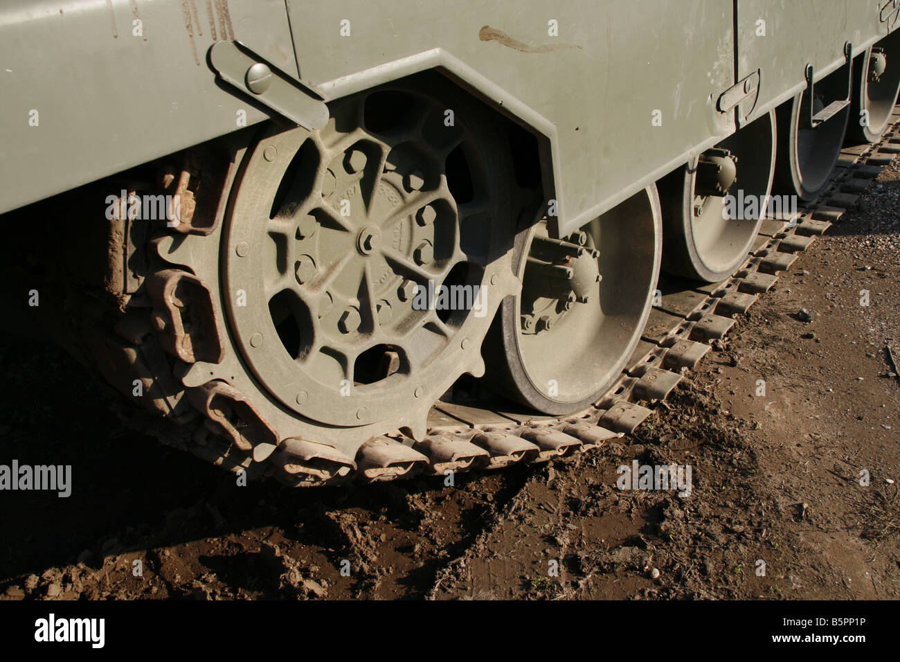 detail of army tank wheels on battle field Stock Photo Alamy