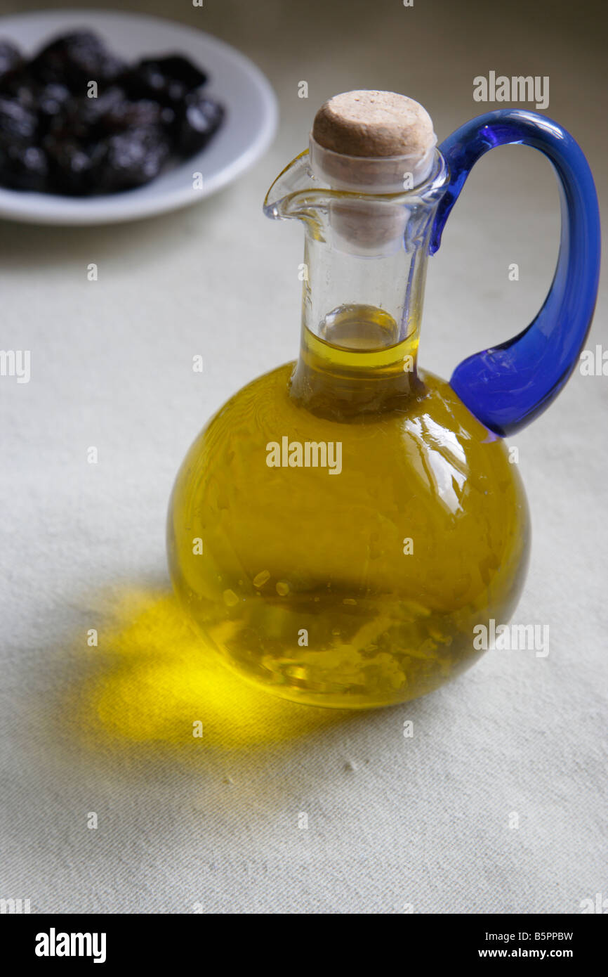 Greece Crete A Bottle of Cold Pressed Virgin Olive Oil Stock Photo Alamy