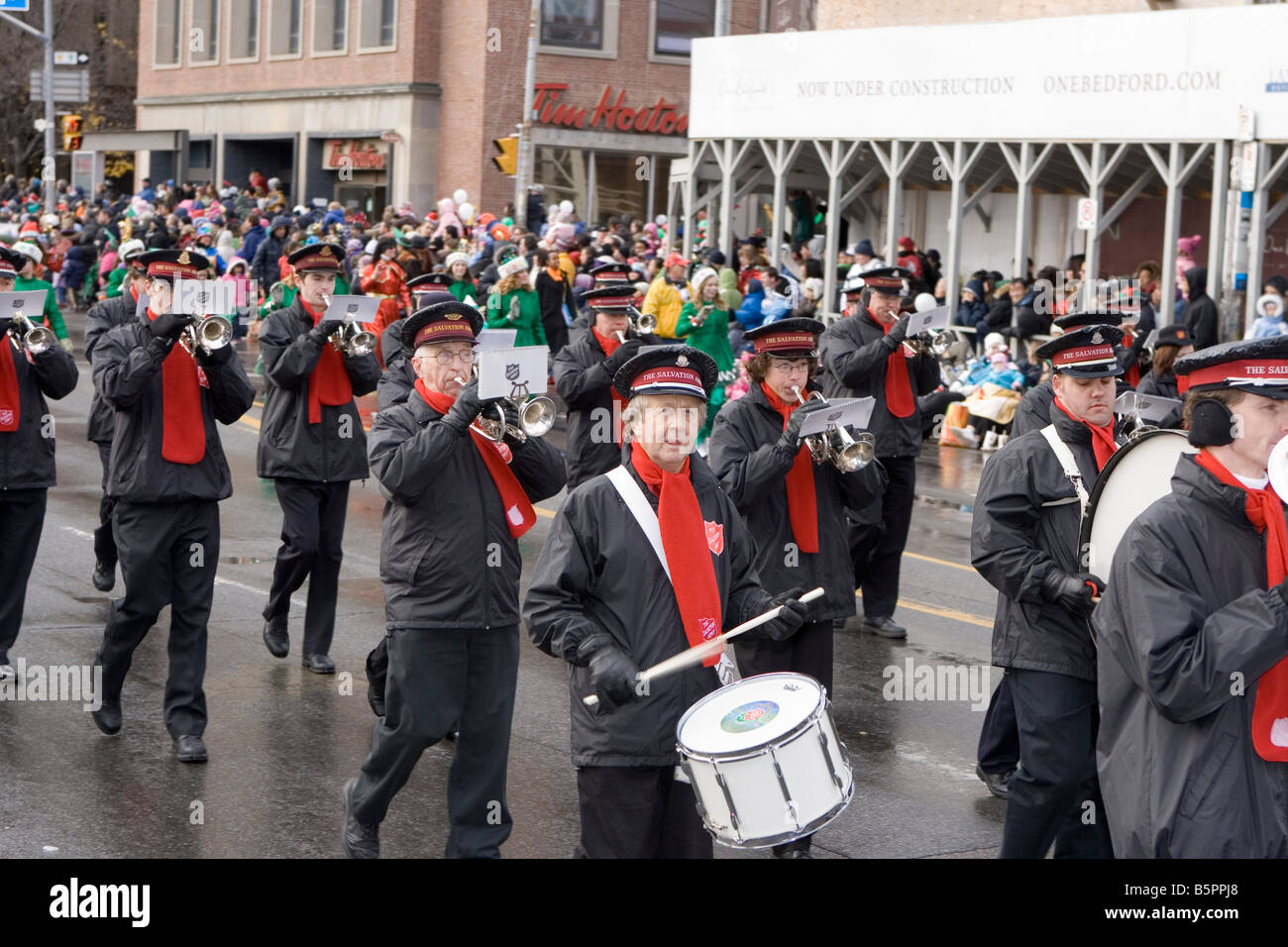Salvation Army Band participating in Santa Claus parade Stock Photo