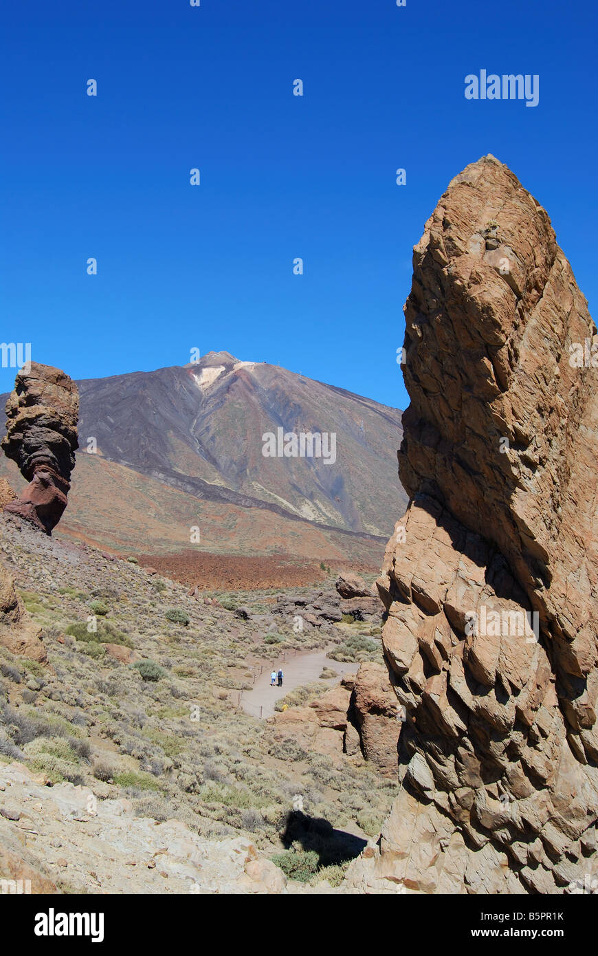 View of Mt.Tiede and Los Roques de Garcia, Parque Nacional Del Teide, Tenerife, Canary Islands, Spain Stock Photo