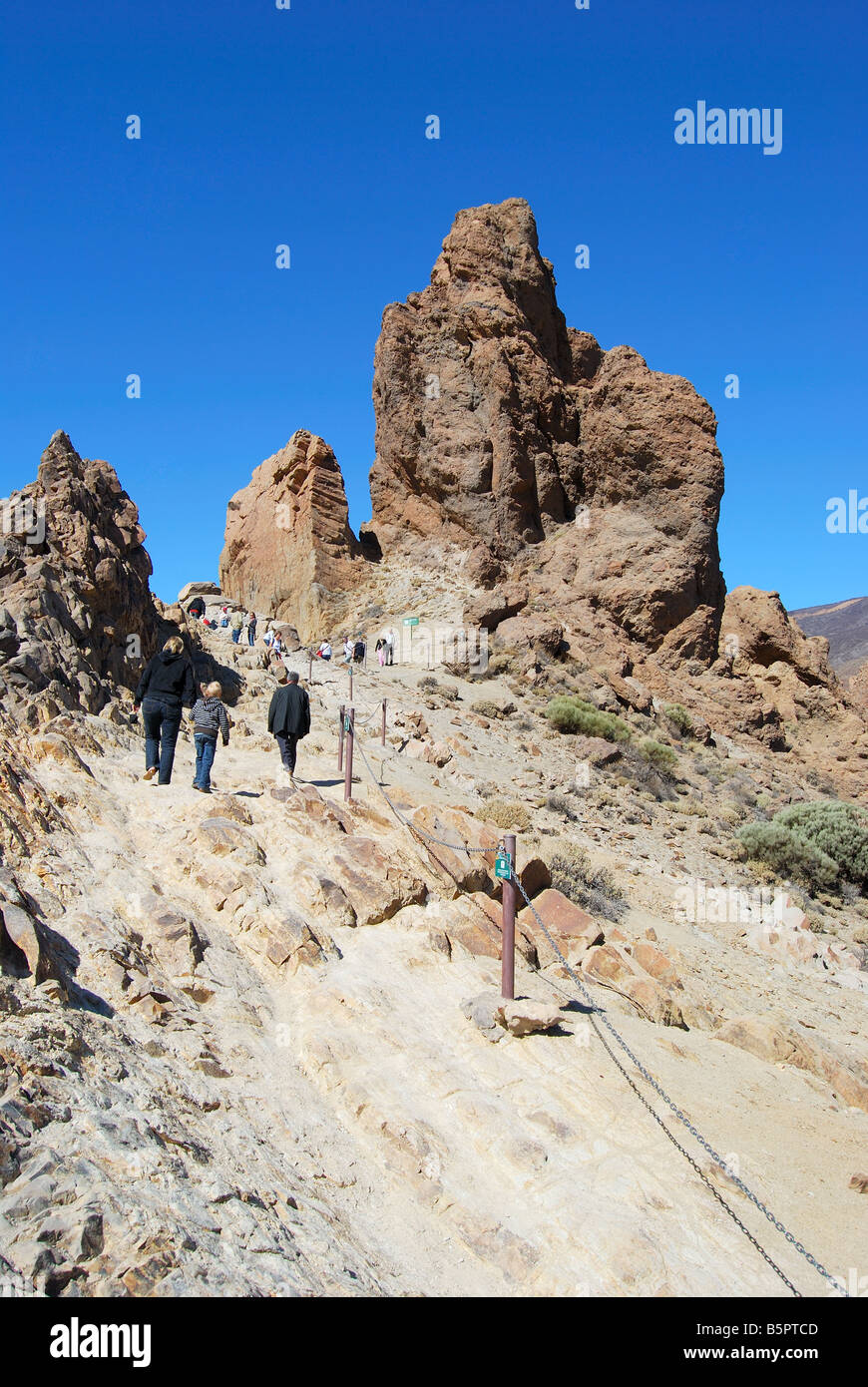 Path up Los Roques de Garcia, Parque Nacional Del Teide, Tenerife, Canary Islands, Spain Stock Photo