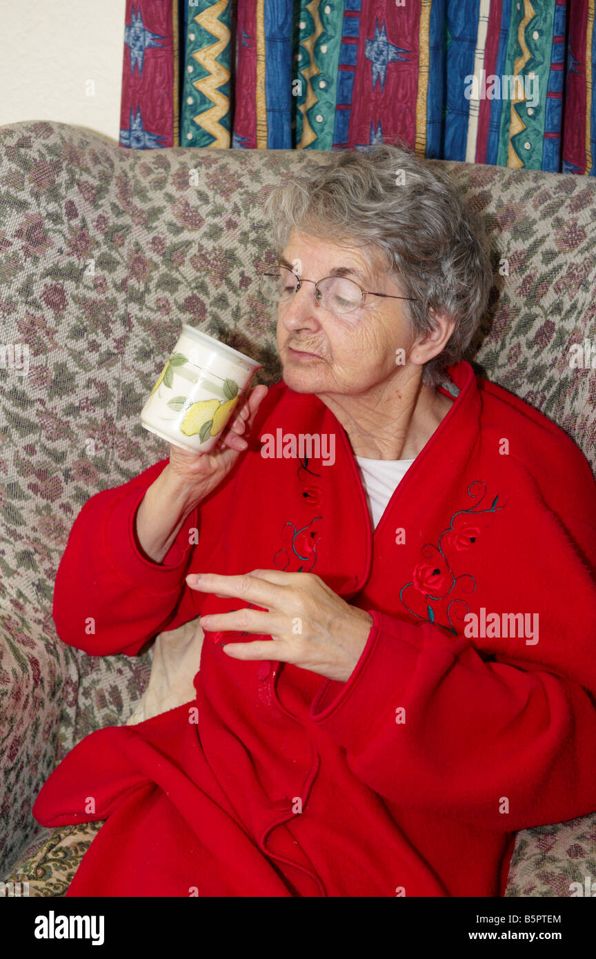 Old lady top in dressing gown