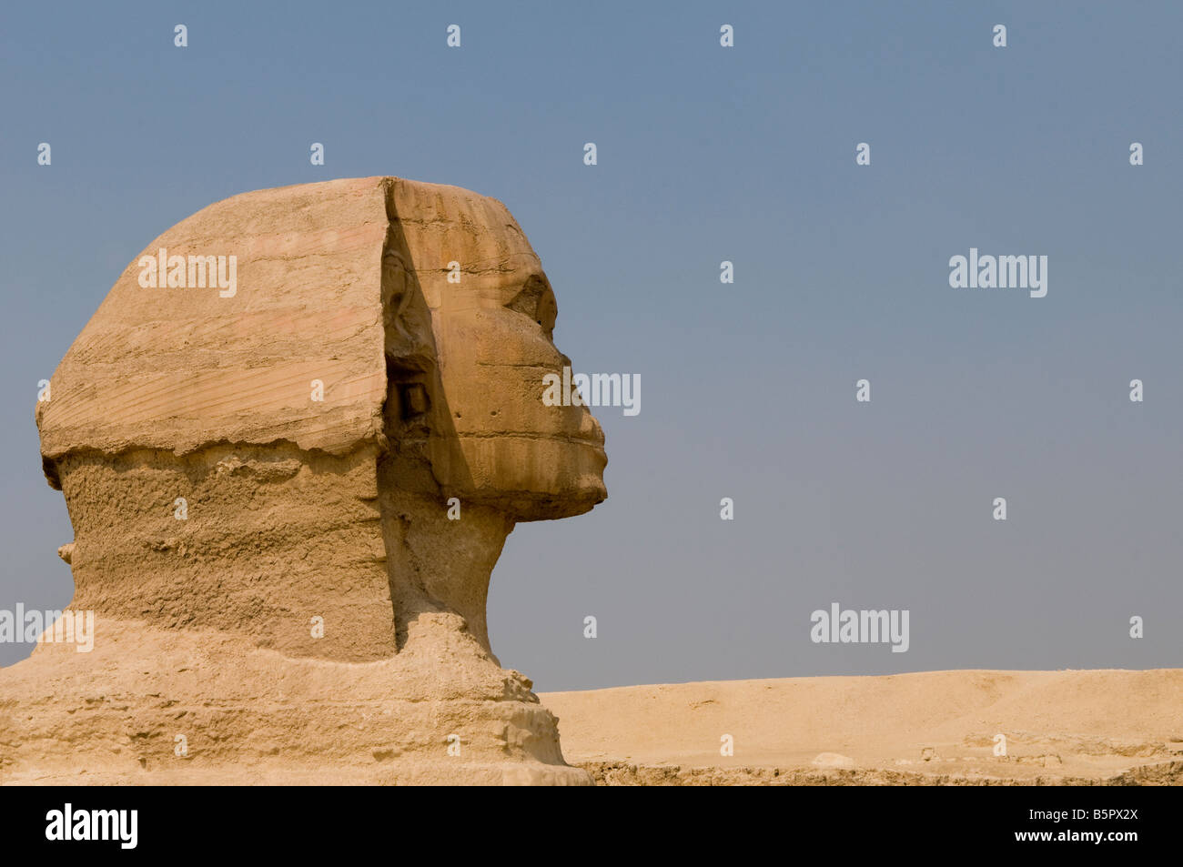 The Great Sphinx of Giza, believed to have been built by ancient Egyptians of the Old Kingdom during the reign of the Pharaoh Khafre Cairo Egypt Stock Photo