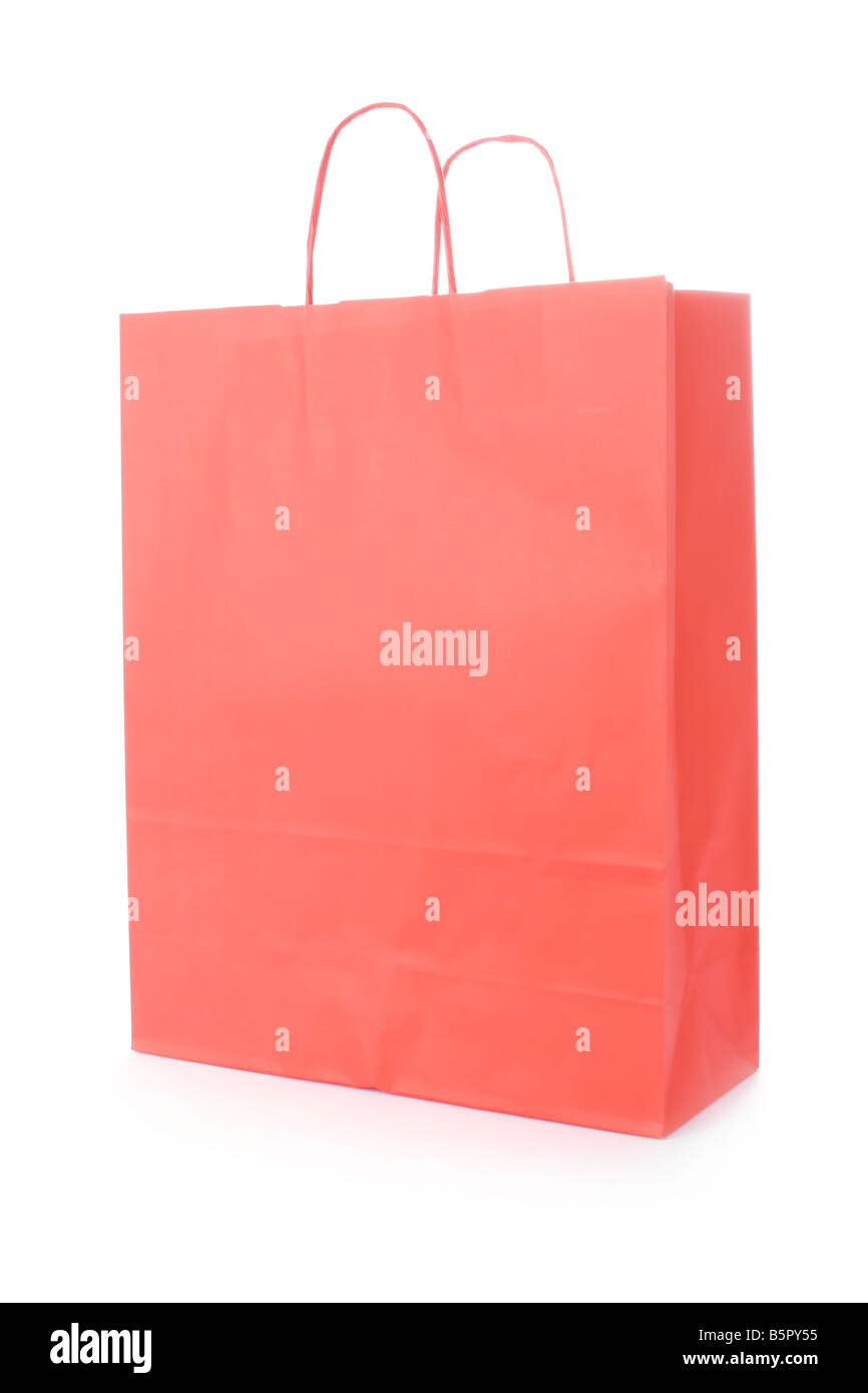 Red shopping bag isolated on white background Stock Photo
