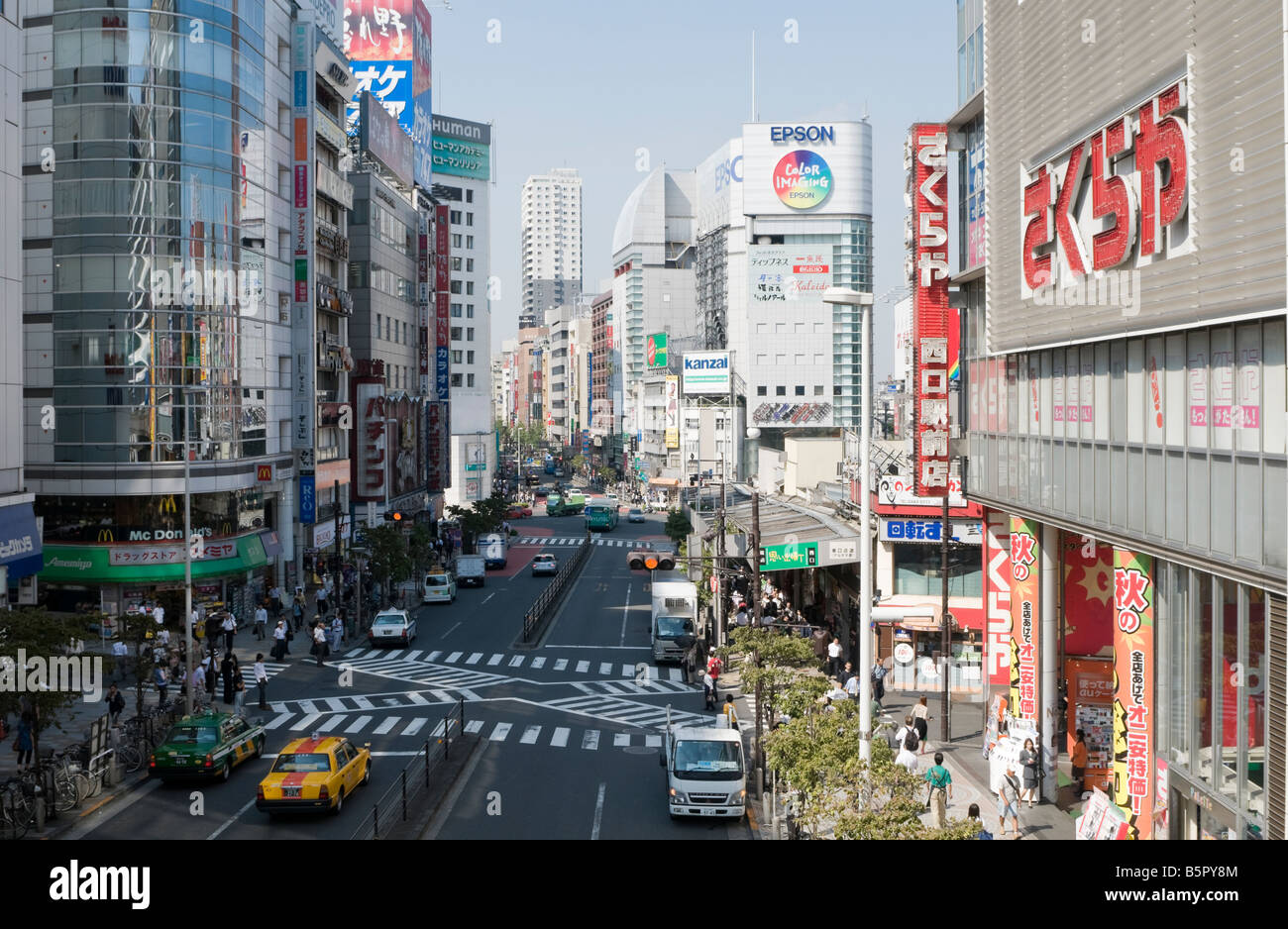 Busy Street in Shinjuku, Tokyo Stock Photo