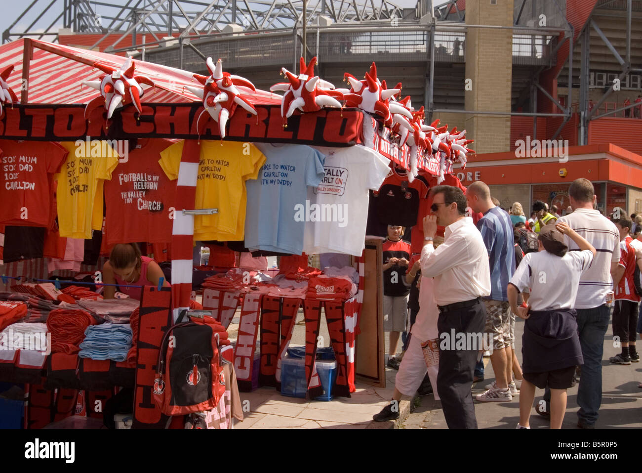 Football Fans Souvenir Stall Charlton Athletic Football Club Stock Photo