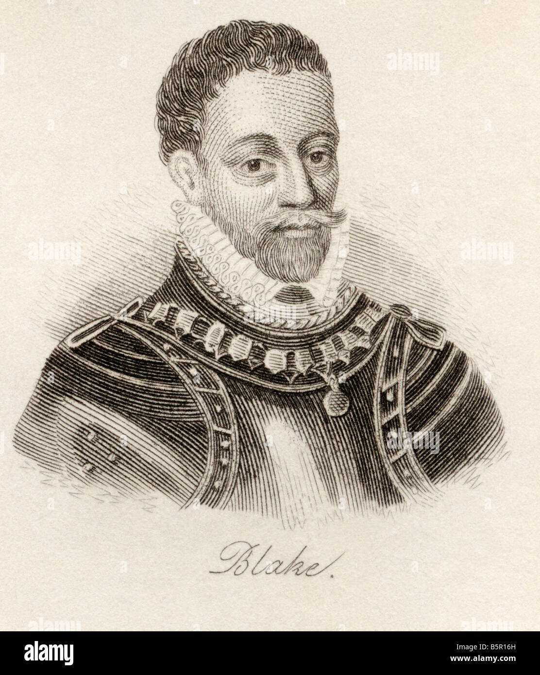Robert Blake, 1599 -1657. English naval commander and Admiral. From the book Crabb's Historical Dictionary, published 1825. Stock Photo