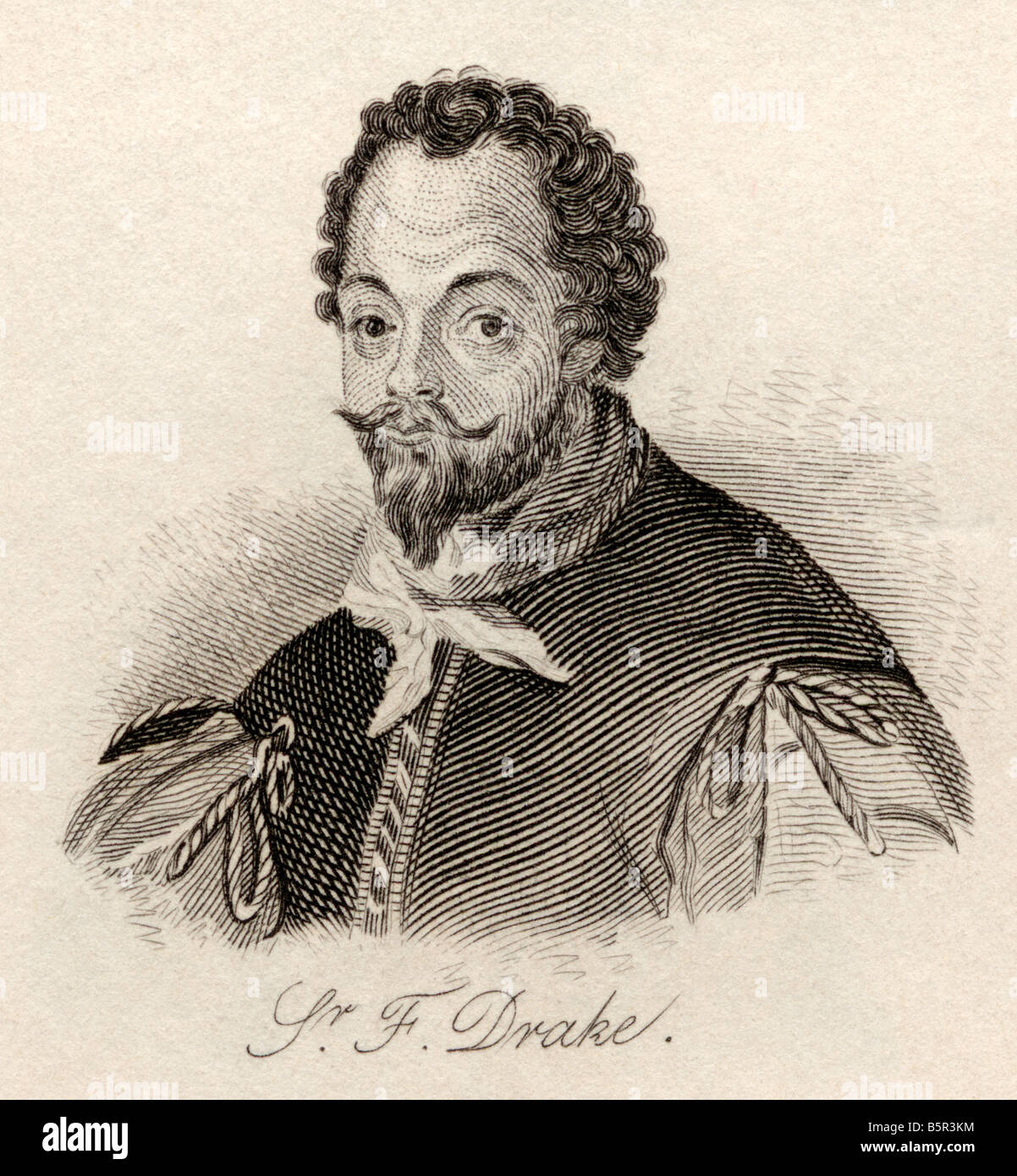 Sir Francis Drake, c.1540/1543 -1596.  English explorer, sea captain, privateer, slave trader, naval officer, and politician. Stock Photo